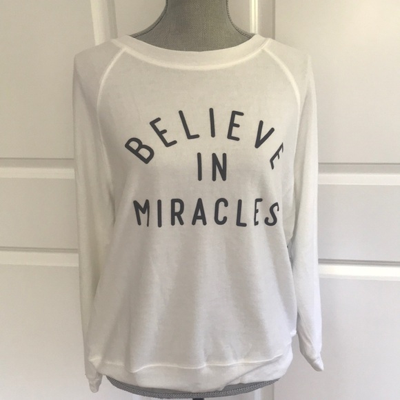 Wildfox Tops - Wildfox White‎ 'Believe in Miracles' Sweatshirt